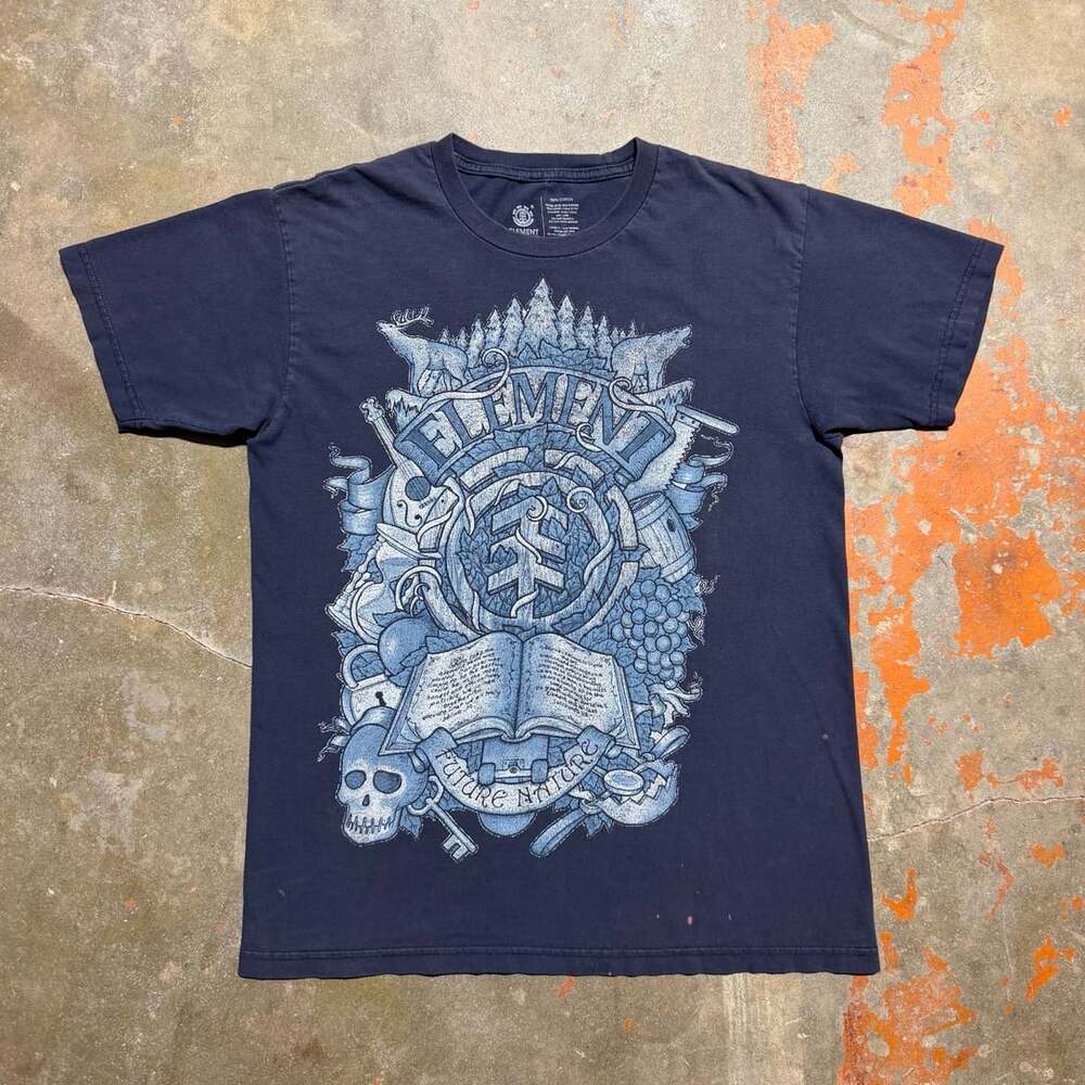 Element Vintage Y2K Future Nature Graphic T-Shirt Black Medium